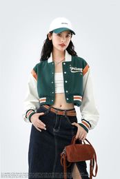 Vestes pour femmes STSVZORR printemps et automne rétro américain Rose lettre broderie courte Baseball uniforme veste décontracté tout match