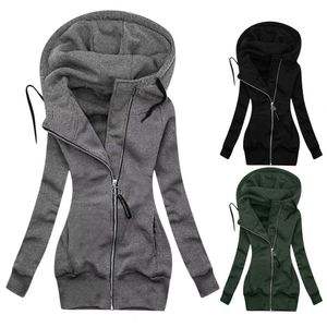 Damesjassen Stijlvolle massieve kleur Zipper Winterjas huidvriendelijke sweatshirt sluiting Warm hoodie jas Lady kleding 221117