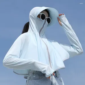 Chaquetas de mujer, ropa de protección solar de verano, chaqueta de senderismo al aire libre, Tops UV con sombrero, abrigo transpirable con cremallera