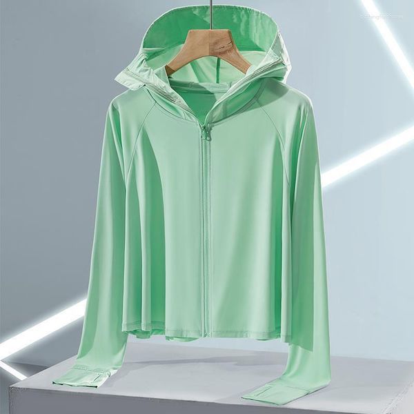 Chaquetas de mujer Chaqueta de protección solar UV de verano Mujer 2023 Sección delgada Ropa de protección transpirable Señoras de manga larga con capucha Abrigo de seda de hielo