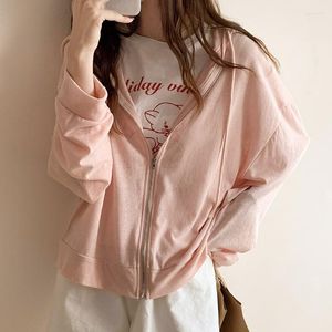 Damesjassen Zonbescherming Rits Kleding Voor Dames Zomer Loszittende Koreaanse ademende studentencapuchonjas Ice Silk Cardigan