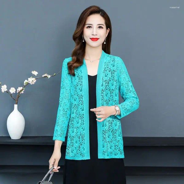 Jackets para mujeres Clothing Sunsiding Fashion Summer Fino Hollow Out y Breathable Corean Casual V-Collar Women Chaqueta L173