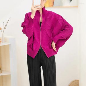 Vestes pour femmes Superaen Pliage Stand Coll Couches Fashion Femmes 2024 Spring and Automne Batwing Sleeve Zipper Cardigan