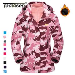 Damesjassen TACVASEN 3-in-1 jas met fleecevoering Winterski Snowboard jassen met capuchon Winddicht Waterbestendigheid Wandelparka 231109