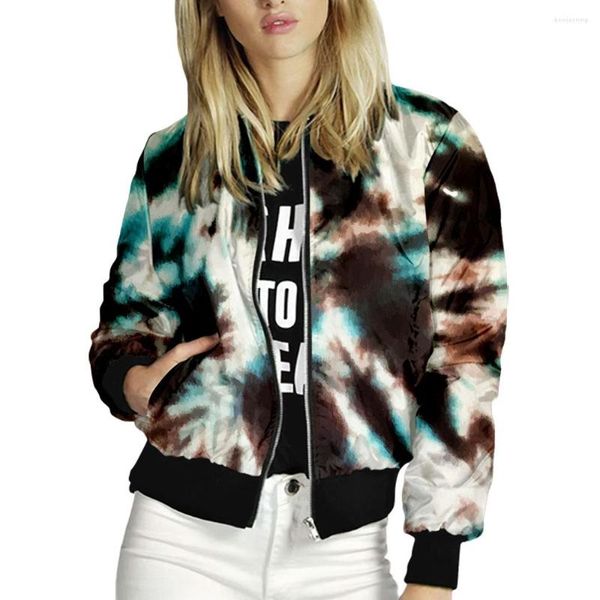 Vestes pour femmes Tie-Dye Impression Down Manteaux Y 2K Top Coat 2023 Printemps Corée Vêtements d'extérieur Coupe-vent