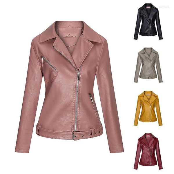 Damenjacken Tilorraine Herbst und Winter 2023 Slim European American Temperament Damenmantel PU Reversjacke Leder Damen