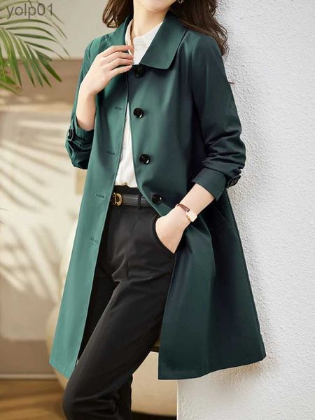 Chaquetas de mujer Gabardina para mujer 2023 nuevo en moda ropa de estilo coreano de gran tamaño Vintage sólido Casual Fe abrigo elegante chaquetas para mujer L231016