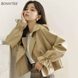 Damesjassen Trench Women AllMatch Basis Elegante kantoor Lady Spring Solid Pockets Double Breasted Koreaanse stijl Streetwear Retro Ins 230419