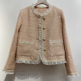 Vestes Femmes Tweed Veste Femmes Paillettes Flash Tissu Printemps / Automne / Manteau d'hiver Classique Dames Une pièce 2024