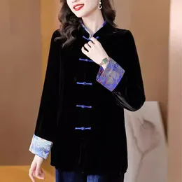 Vestes pour femmes Velvet Top Tang Suit Clothing Chinese Style Clothing Up Amélioration de la veste Cheongsam Hanfu 2024 Spring Autumn Coat K489