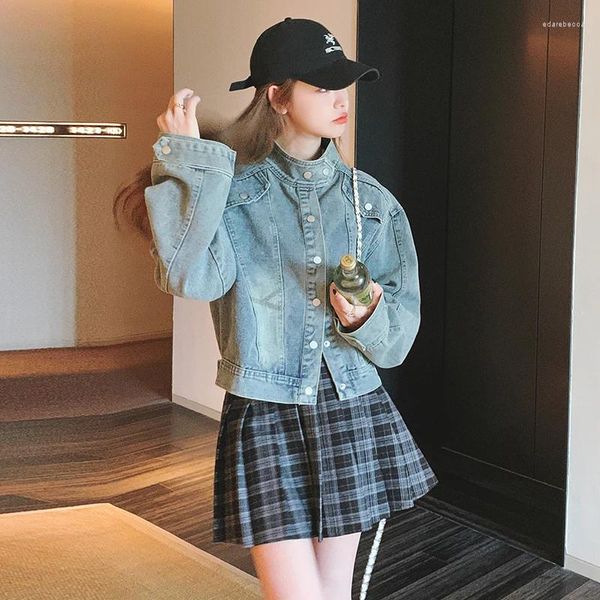 Vestes Femmes Vintage Boyfriend Lâche Court Denim Veste d'extérieur 2024 Automne Femmes Streetwear Hip Hop Casual American Coat Femme 1020