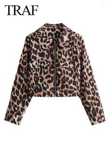 Vestes pour femmes vintage Femmes décontractées Leopard Imprimés à glissière real