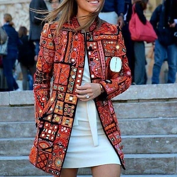 Chaquetas de mujer Vintage Estampado floral Cardigan Chaqueta de mujer 2022 Primavera Otoño Casual Moda suelta Elegante Oficina Lady Coat Manga larga Outw