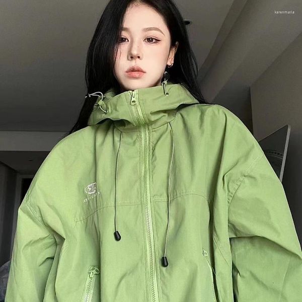Chaquetas de mujer, chaqueta Vintage Harajuku verde para mujer, ropa de calle Y2k, abrigos, productos de tendencia al aire libre, ropa para 2023