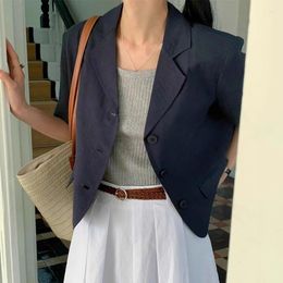 Vestes pour femmes collier de combinaison vintage manteaux lâches à serrage unique 2024 Tops solides à manches courtes à manches courtes