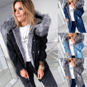 Vestes pour femmes chaud hiver Denim veste femmes 2023 mode automne polaire doublure jean manteau Bomber Casaco Feminino X268