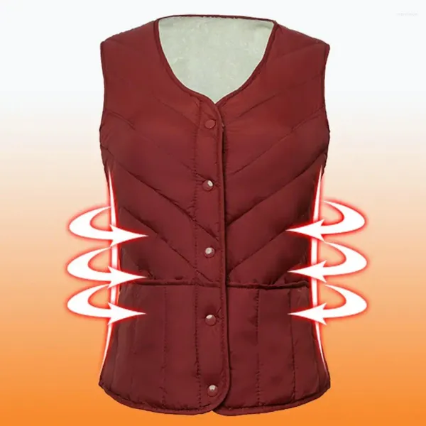 Chaquetas de mujer Tiempo Mujeres Chaleco Chaleco de invierno Abrigo acolchado Slim Fit Cárdigan de un solo pecho para dama cálida a prueba de viento