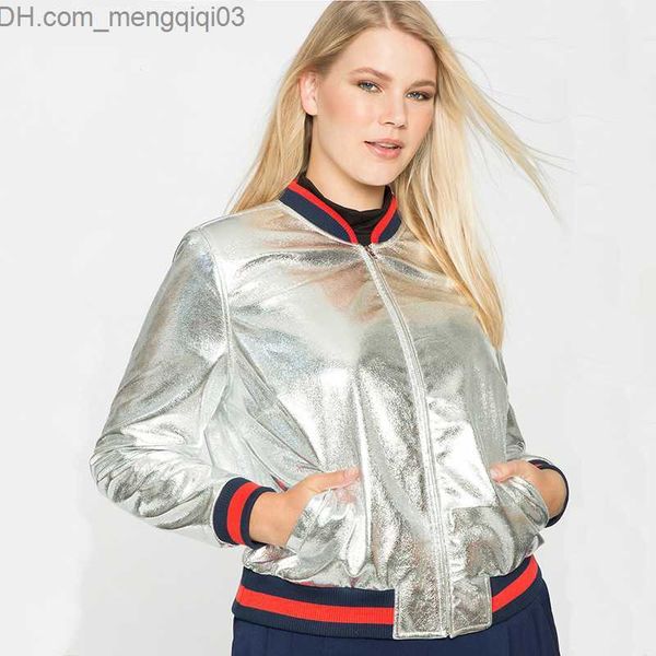 Vente en gros de vestes pour femmes - Vestes pour femmes Tendance de la mode européenne et américaine du manteau de baseball PU couleur métal sauvage G1222 Z230818