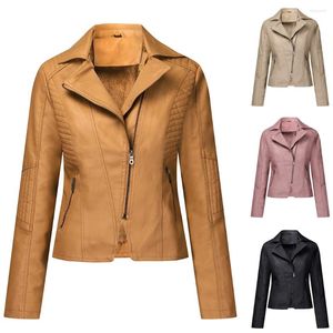 Damesjassen Winter Kasjmier PU Leer Rits Motorjas Vrouwen 2023 Casual Jassen Ropa Para Mujer Chaqueta Sobretudo K8023