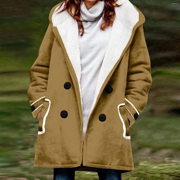 Chaquetas de mujer Abrigo de invierno para mujeres 2023 Chaqueta de socorro forrada de lana cálida con capucha con capucha Faux Casual para mujer Zip Up