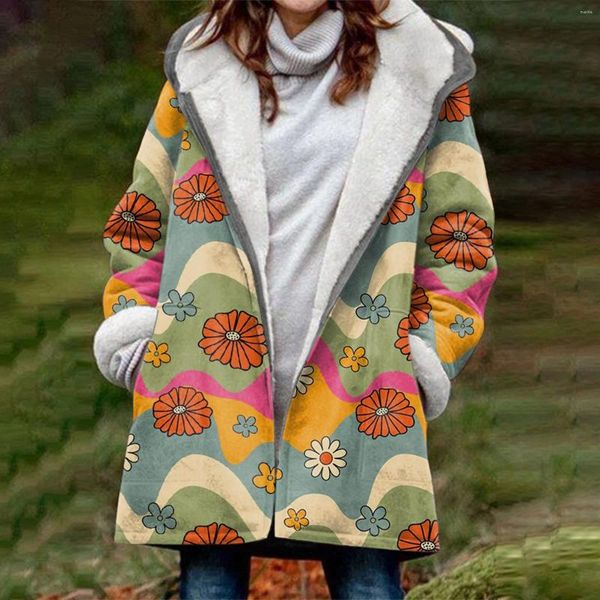 Chaquetas de mujer Abrigo de invierno para mujer 2024 Chaqueta de socorro forrada de lana cálida con capucha de gamuza sintética