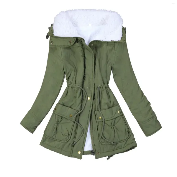 Vestes pour femmes Manteau d'hiver mi-longueur peau de pêche gilet polaire épaissi coton chaud ample grande taille veste rembourrée outwear