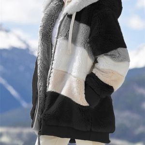 Vestes pour femmes hiver mode manteau décontracté à capuche fermeture éclair dames vêtements cachemire femmes veste couture manteaux à carreaux 220907