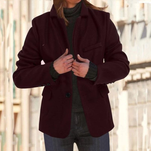 Vestes Femmes Hiver Pour Femmes 2023 Bas Manteau Col À Revers À Manches Longues Veste En Cuir Rembourré Vintage Épaissir Femme Vêtements