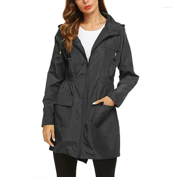 Vestes d'hiver pour femmes, grande taille, vêtements d'automne, veste de pluie solide, imperméable à l'extérieur, imperméable à capuche