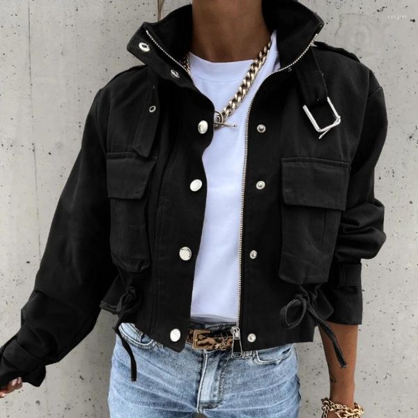 Chaquetas de mujer Chaqueta de invierno Mujeres 2023 Streetwear Manga larga Top Bomber Productos de tendencia Ropa Abrigos Abrigos de estilo de herramientas cortas