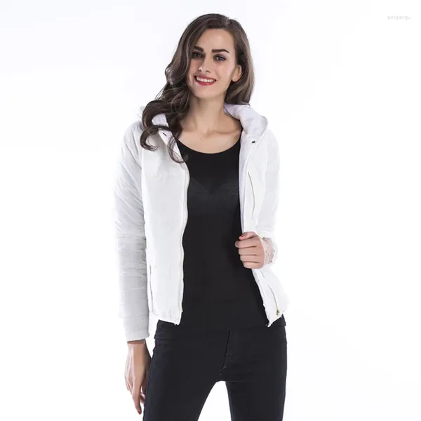 Vestes pour femmes Veste d'hiver Femmes épaissis en manteau chaud Coton Polonyter à capuche à manches longues à manches à manches fermières à manches fermières Femme Casaul blanc noir