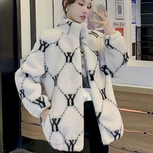 Vrouwen jassen winter Koreaanse lamswol jas vrouwen konijn pluche losse letter imitatie bont geïntegreerde schapen scheren warme jas dames jassen 230208