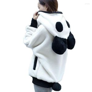 Damesjassen winter panda beer hoodie schattig oor warme dames jas capuchon jas bovenkleding dames