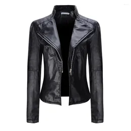 Jackets para mujeres Winter PU Motorcycle Jacket for Women Autumn Gothic Zipper Fashion Coat Fashion Stand Collar Punk Outerwear