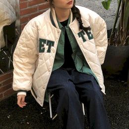 Giacche da donna Giacca da uniforme da baseball trapuntata da studente invernale da donna Stile Harajuku Coppia imbottita allentata Top tendenza femminile