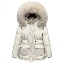 Damesjassen Winter Warm Trekkoord Parka Dames Grote bontcapuchon Dikke winddichte overjas Vrouwelijke casual sneeuwjas Katoen gewatteerd Voor 231129