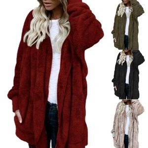 Vestes pour femmes hiver chaud femmes mode fausse fourrure à capuche manteau poilu Cardigan fourrure Outwear