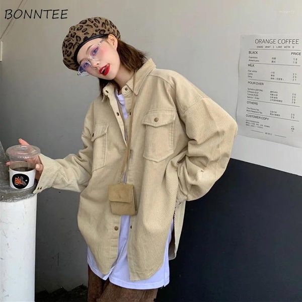 Chaquetas de mujer Mujer Casual Moda Estilo coreano Sólido Simple Diario Dulce Bolsillos Otoño Retro Lindo Todo Partido Botón Básico Streetwear