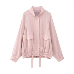 Vrouwen Jassen Vrouwen 2023 Mode Pocket Drape Vliegende Jas Jas Vintage Lange Mouwen Rits Vrouwelijke Bovenkleding Chic Overshirt