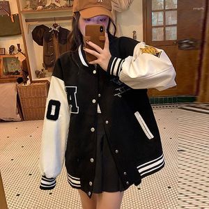 Damesjassen vrouwen 2023 Lettering met lange mouwen Lettering Black Casual Fall Streetwear vrouwelijk patchwork slanke hiphop school lagen groothandel