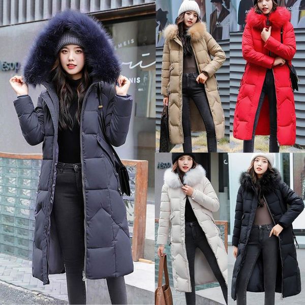 Vestes femme fausse fourrure doudoune à capuche longue coton vêtements hiver chaud épaissir coupe-vent mode coréenne ample surdimensionné