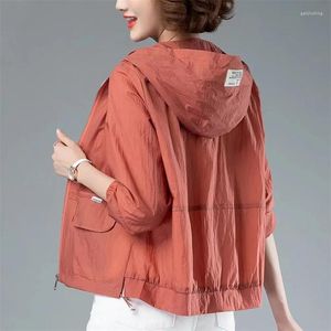 Vestes femme veste femme décontracté 2023 à capuche manches longues Protection solaire mince manteau été vêtements d'extérieur légers
