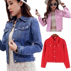 Chaquetas de mujer Chaqueta corta de mezclilla Vintage Streetwear abrigo 2022 mujer Jean azul manga larga bolsillos moda prendas de vestir mujeres