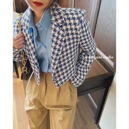 Chaquetas de mujer Mujeres Bomber Chaqueta Y2K Top Coat Ropa coreana Primavera Manga larga Tweed Blazer de lujo Traje elegante Sastrería Chic Crop 230823