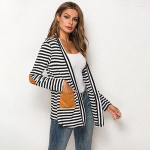 Vestes pour femmes femmes Cardigan surdimensionné printemps été mince Poncho longue rayure Patch Cardigans manteau