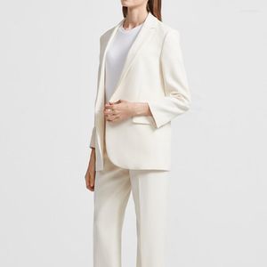 Damesjassen vrouwen klassieke rechte blazer vaste kleur eenvoudige lange mouw zijden single button kantoor dame suit lagen lagen lagen