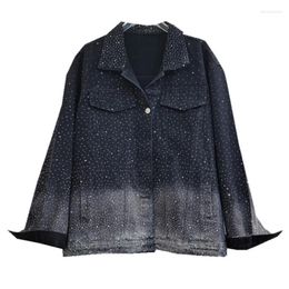 Vestes Femmes Forage Stary Sky Stars Denim Manteau Diamants Perles Jeans Veste Paillettes Cardigan Cravate Teint Cristal Streetwear Tops