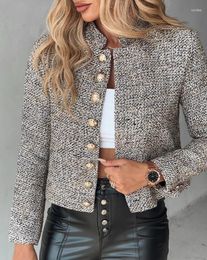 Vestes Femmes Femmes Élégant Nom Chaud Robe Privée Petit Vent Parfumé À Manches Longues Quotidienne Top 2024 Casual Noble Collier Bouton Tweed