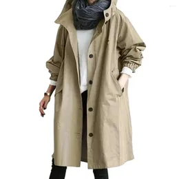 Damesjassen Dames Elegante trenchcoats Dubbele rij knopen Lichtgewicht Winddicht Grote maten Effen Kleur Middellange trenchcoat Uitloper