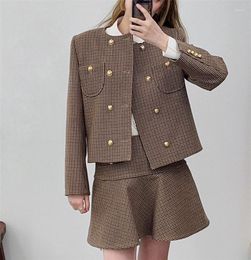 Chaquetas de mujer Mujeres Moda Chaqueta Abrigo Manga larga Alta Calidad Marca Diseñador Invierno Plaid para Jacekt